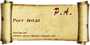 Porr Antal névjegykártya